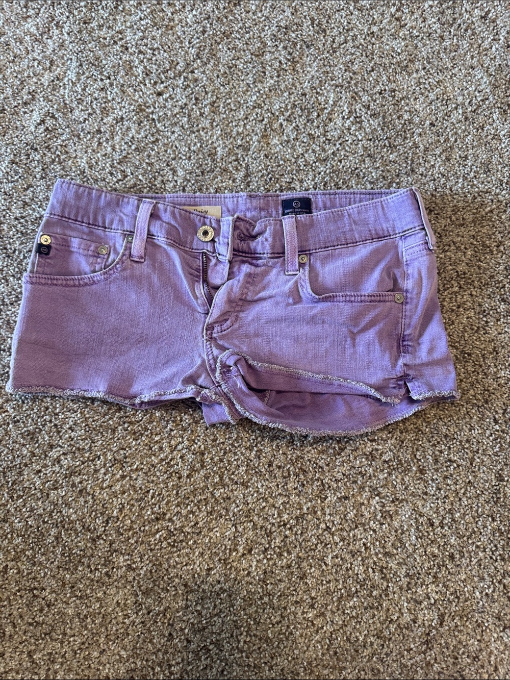 AG Adriano Goldschmied Lavender Denim Cutoff Shorts